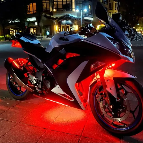 Vista 2 de YM E-Bright Tiras de luz LED para coche para iluminación inferior de carritos de golf, motocicletas, botes marinos, kayaks, interior y exterior, Rojo
