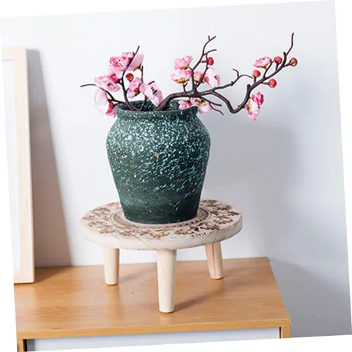 Vista 4 de OSALADI Pequeño soporte de madera para plantas suculentas de interior, pedestal de madera, taburete de madera pequeño, soporte para macetas, soporte