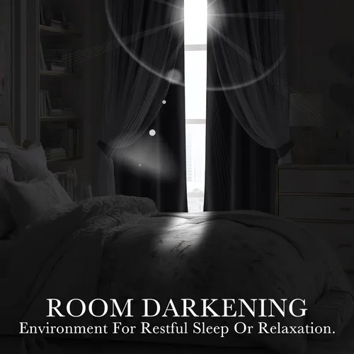 Vista 6 de PONY DANCE Cortinas Opacas con Superposición de Gasa, Cortinas de Doble Capa con Aislamiento Térmico Mix & Match para Oscurecer Habitaciones