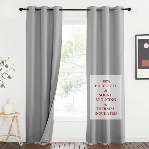 Vista 20 de NICETOWN Cortinas opacas para ventanas de sombreado completo, súper resistentes, con forro absorbente de ruido, para dormitorio, tratamiento
