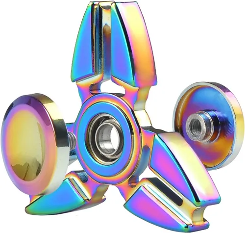 Vista 3 de Juguetes giratorios de metal con forma de arco iris, juguete giratorio de mano que puede girar de 1 a 3 minutos, reductor de estrés, rodamiento