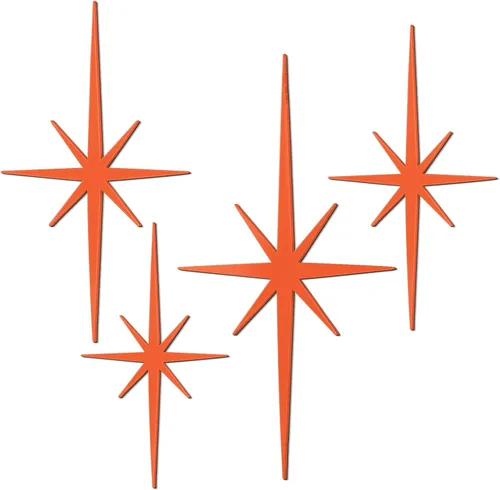 Vista 7 de Blulu 4 piezas de hierro fundido con forma de estrella de metal de mediados de siglo, decoración moderna retro con estrellas atómicas, decoración