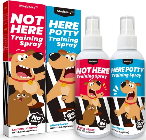 Vista 7 de Juego de aerosol para orina de perro, incluye spray de entrenamiento Here Potty & Not Here, spray de entrenamiento para perros, ayuda a los perros a