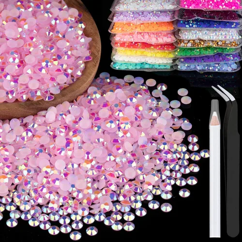 Vista 26 de 4000 diamantes de imitación de resina de 0.157 pulgadas a granel, transparentes AB con parte trasera plana, diamantes de imitación redondos