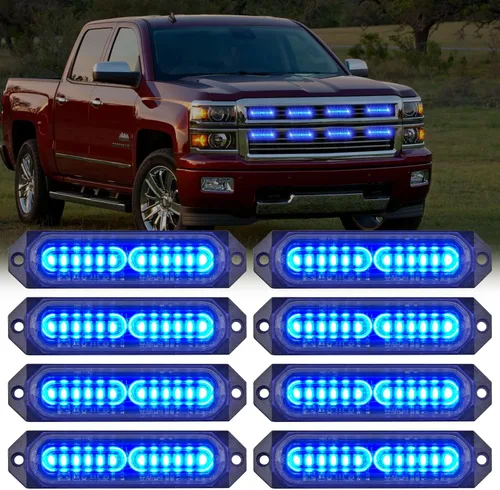 Vista 36 de Nilight 8 luces estroboscópicas LED con controlador 12 V 24 V función de sincronización verde luz de advertencia de peligro de emergencia 12 24 LED