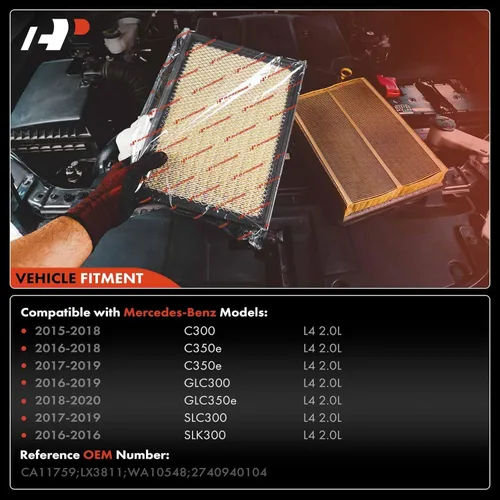 Vista 5 de Filtro de aire de motor A-Premium compatible con Mercedes-Benz C300 2015-2018, C350e 2016-2018, E300 2017-2019, GLC300 2016-2019, GLC350e 2018-2020