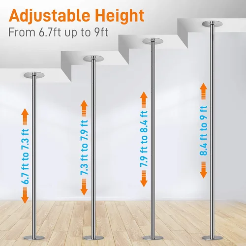 Vista 3 de SereneLife Professional Spinning Dance Pole, 45mm Portable Exercise Pole for Fitness – Durable Steel Build, Anti-Rust Finish, Suitable for Home