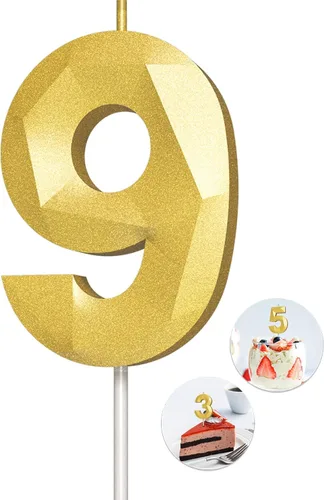 Vista 57 de Velas de cumpleaños con números (0 velas negras), forma de diamante 3D, decoración de pastel de feliz cumpleaños para niños y hombres, cumpleaños