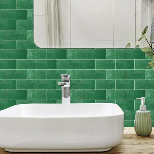 Vista 8 de Mosaicos 3D autoadhesivos para cocina, baño y tocador, 10 hojas de alta calidad, paneles decorativos impermeables (12 x 10) (verde pavo real)