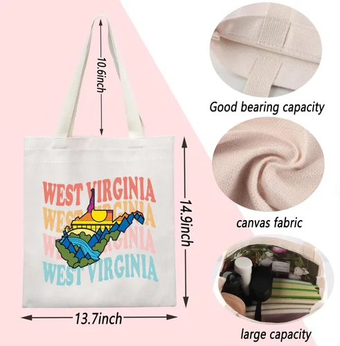 Vista 4 de ENSIANTH West Virginia Moving Gift West Virginia Mapa Tote Bag Mountain State Travel Gift West Virginia Girl Trip Gift