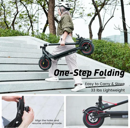 Vista 7 de Electric Scooter, 23 Miles, 22 MPH Top Speed Electric Scooter for Adults, 500W Powerful Motor,10"/8.5" Pneumatic Tires Commuting Scooter, Foldable
