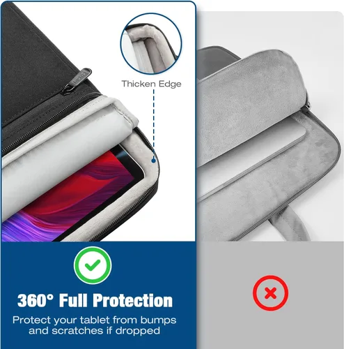 Vista 6 de MoKo Bolsa para tablet de 9 a 11 pulgadas, funda protectora de transporte de 360° para iPad Air 5/4th 10.9, iPad Pro de 11 pulgadas, iPad 9/8/7th