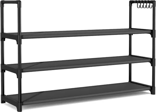 Vista 8 de Shoe Rack for Closet Shoe Organizer Space Saver Storage for 12-15 Pair Shoe Shelf with Hook Free Standing 3 Tier Shoe Rack Organizer for Entryway