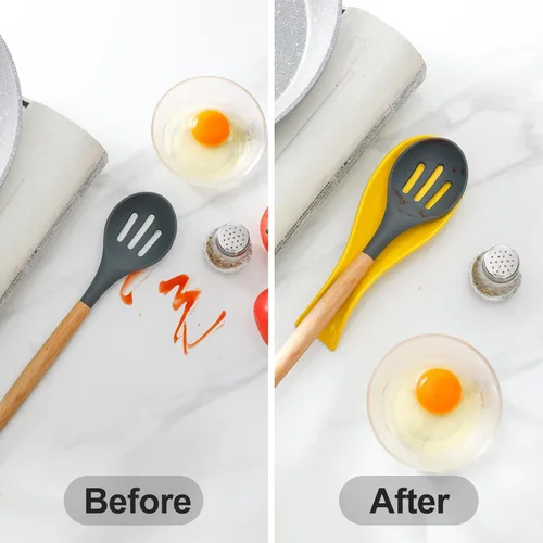 Vista 4 de Soporte de cuchara de cerámica para la parte superior de la estufa, soporte grande para cuchara de cocina para encimera de cocina, Hasense soporte