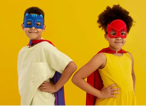 Vista 9 de Maribus-FL - Capas y máscaras de superhéroe para niños - Capas de satén y máscaras de fieltro para niños y niñas
