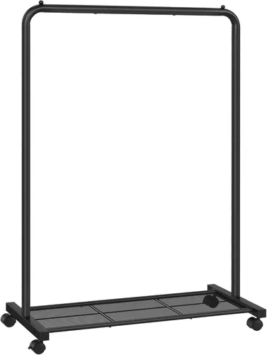 Vista 11 de SONGMICS UHSR025P01 – Perchero de ropa con ruedas, perchero para colgar ropa, perchero de prendas de metal de 25.4mm con estante de almacenamiento