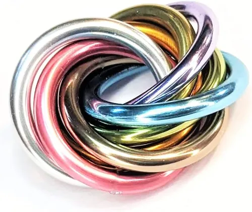 Vista 15 de Bola Fidget Möbii (MultiColor): Herramienta de juguete silenciosa para aliviar el estrés, ansiedad y estimular el ADHD para el hogar, viajes, Cromo