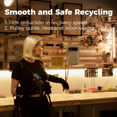 Vista 8 de GLAHODEN - Carrete de manguera de aire retráctil de 65 pies, carrete de manguera de compresor de aire híbrido de 1/2 pulg x 65 pies con cable de 6