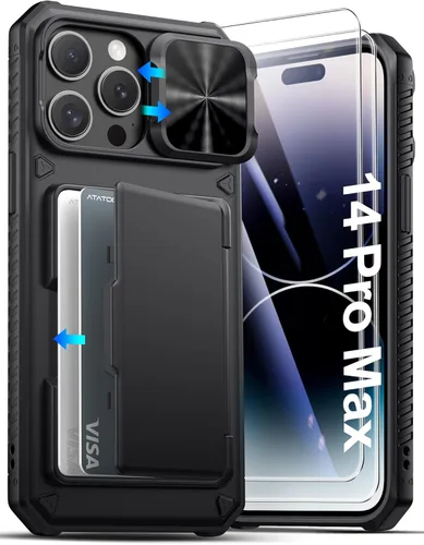 Vista 25 de ATATOO Funda para iPhone 17 con Portador de Tarjetas (Almacena 3-5 Tarjetas) [Bloqueo RFID] y Cubierta Deslizante para Cámara, Protección de Grado