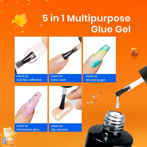 Vista 116 de Beetles - Gel de pegamento de uñas 9 en 1 para puntas de uñas y uñas acrílicas transparentes de larga duración, pegamento de extensión UV