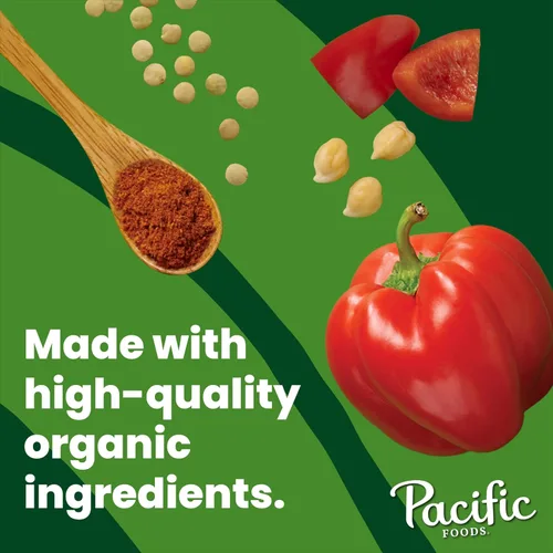 Vista 3 de Pacific Foods Sopa de lentejas Harissa picante orgánica, a base de plantas, lata de 16.3 onzas