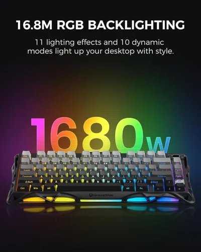 Vista 6 de GravaStar Mercury K1 75% Wireless Mechanical Gaming Keyboard, Aluminum Alloy, Gasket Compact Custom Keyboard Hot-Swap Socket, Linear Switches, RGB