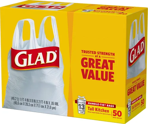 Vista 7 de Glad Bolsas de basura altas para cocina, 13 galones, 50 unidades, paquete de 4 unidades (el embalaje puede variar)