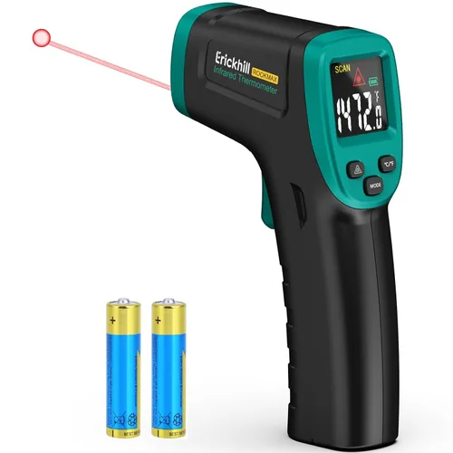 Vista 9 de ERICKHILL ROOKCORE - Termómetro infrarrojo de -58.0 °F ~ 1,112.0 °F - Pistola termómetro láser sin contacto con emisividad ajustable, pantalla LCD