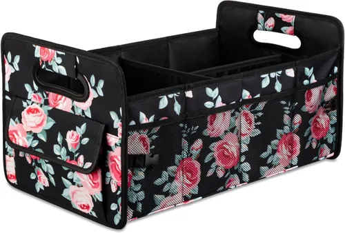 Vista 20 de JiatuA - Organizador para maletero de vehículo, caja de almacenamiento plegable con múltiples compartimentos; accesorio ajustable para automóvil