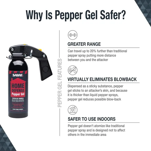 Vista 2 de brand_sabre Red Home Defense - Gel de pimienta con soporte de pared, 32 ráfagas, rango de 25 pies, tinte de marcado UV ayuda a identificar