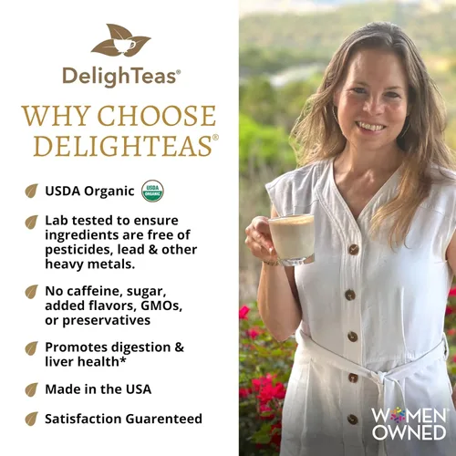 Vista 5 de DelighTeas Alternativa de Café Orgánico Café Herbal Ayurvédico de Achicoria y Diente de León Sustituto de Café USDA Orgánico, Sin Cafeína, Sin