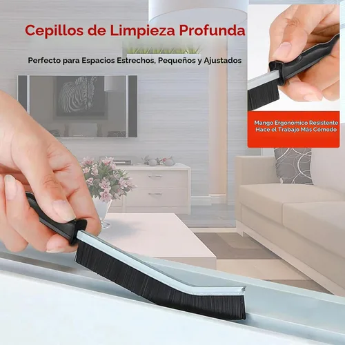Vista 5 de Juego de cepillos de limpieza para grietas, herramientas de limpieza dura para lechada de baño, rieles de ventanas y puertas de ducha, limpieza