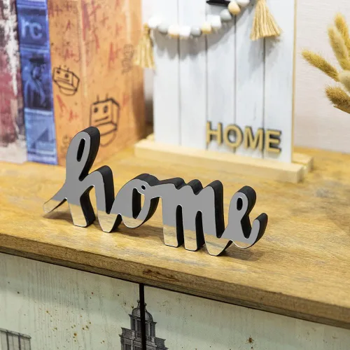 Vista 4 de COLLECTIVE HOME - Letrero de letras espejadas, bloques acrílicos decorativos, letreros de mesa de madera independientes, decoración de pared