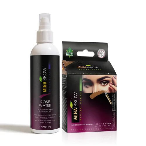 Vista 5 de Kit de tinte para cabello instantáneo MinaiBrow marrón claro 100% cobertura de canas hasta 30 aplicaciones, polvo de tinte natural con agua