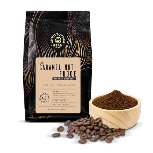 Vista 9 de Christopher Bean Coffee - Café descafeinado con sabor crujiente a mantequilla de caramelo molido con tostado medio Café crujiente de mantequilla