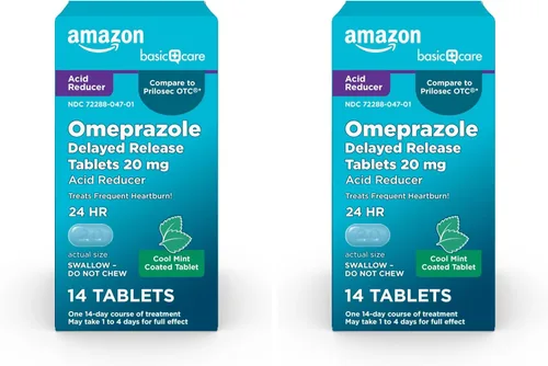 Vista 9 de Amazon Basic Care Omeprazol - Tabletas de liberación retardada de 20 mg, menta fresca, reductor de ácido, trata la acidez estomacal frecuente, 14