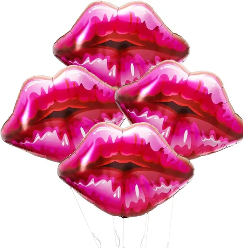 Juego de 4 globos de papel de aluminio para decoración del día de San Valentín, noche de niñas, decoración de fiesta de galentinos, globos para