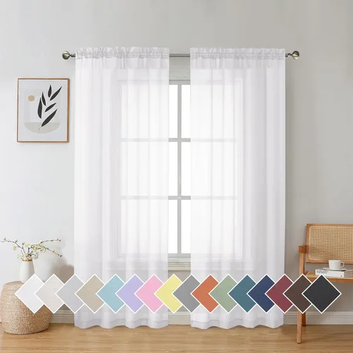 Vista 157 de Aiyufeng 2 paneles de cenefa transparente negra de 14 pulgadas de largo, cortinas cortas para dormitorio, cortinas de cocina para ventana pequeña