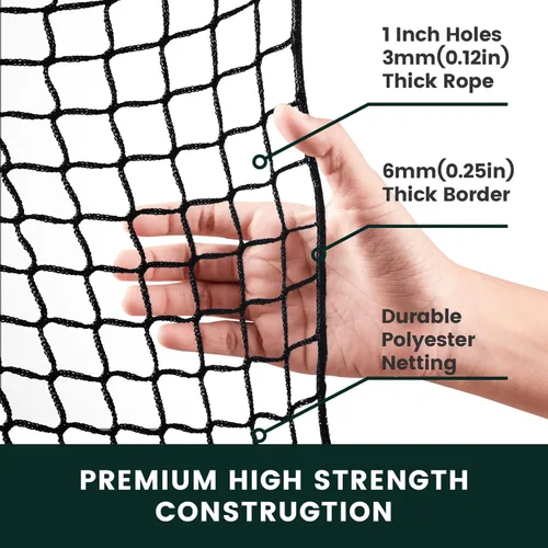 Vista 2 de Golf Net for Hitting Practice, 10Ft to 50Ft Golf Ball Netting with 33Ft Hanging Nylon Rope,Also Use as Baseball, Hockey, Soccer, LAX