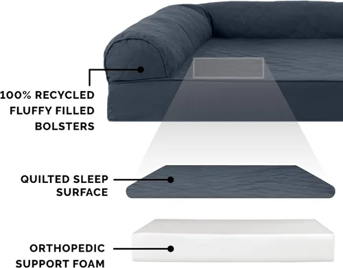 Vista 4 de Furhaven - Cama ortopédica para perros, estilo sofá, acolchada, con funda extraíble y lavable, color gris hierro, tamaño jumbo plus (XXL)