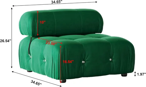 Vista 89 de Sofá modular convertible, moderno sofá recto de terciopelo de 3 plazas para sala de estar, apartamento (104 pulgadas/negro)
