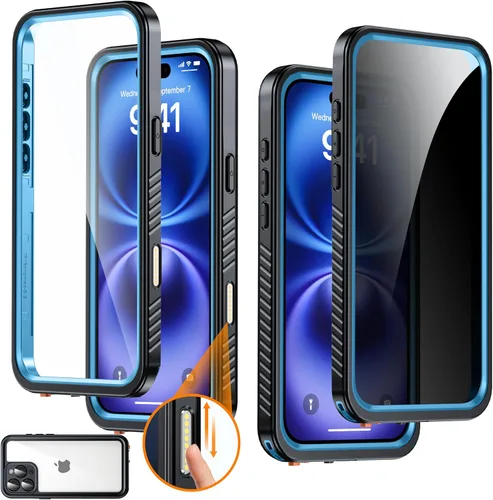 Vista 12 de Funda impermeable para iPhone 15, protector de pantalla de privacidad integrado y protector de pantalla HD [IP68 bajo el agua] a prueba de golpes a