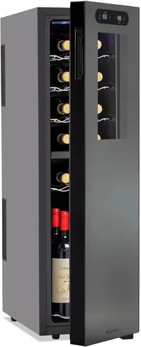 Vista 10 de Wine Enthusiast Enfriador de vino con compresor MAX de doble zona de 32 botellas, mini refrigerador independiente con pantalla táctil digital