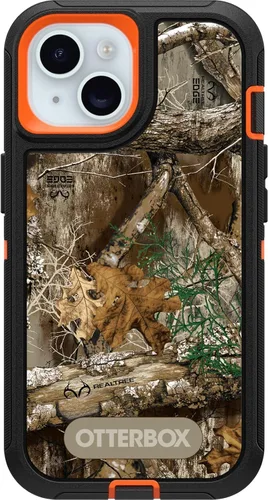 Vista 3 de OtterBox Funda de la serie Defender para iPhone 15, iPhone 14 y iPhone 13 (solamente), Realtree Blaze (camuflaje), sin pantalla, resistente