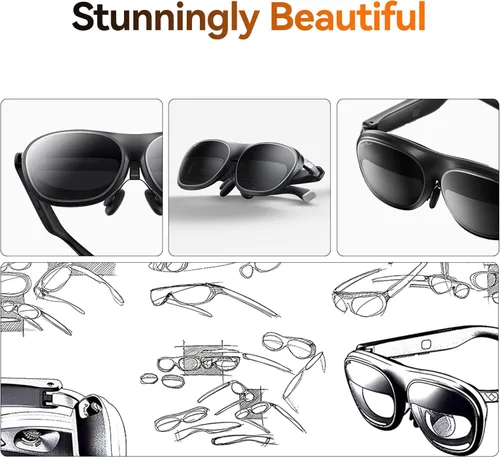 Vista 7 de Rokid Max 2 gafas AR plateadas, pantalla micro-OLED de 215", FOV de 50°, brillo de 600 liendres