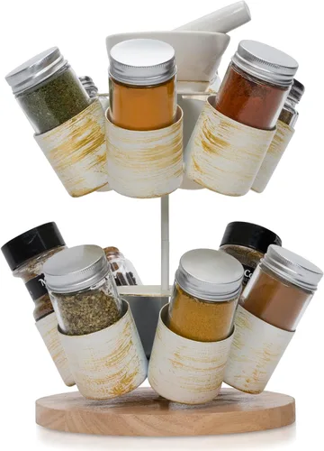 Vista 7 de Made Easy Kit Organizador de carrusel para especias y condimentos con mortero y mortero (negro)