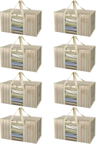 Vista 64 de BALEINE Paquete de 6 bolsas de mudanza de gran tamaño con asas reforzadas, bolsa de almacenamiento resistente para ropa, suministros de mudanza