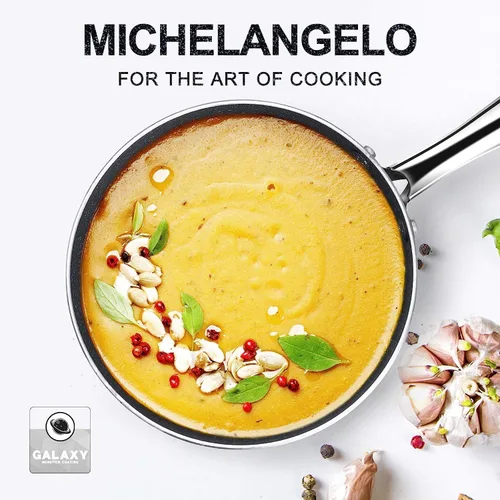 Vista 7 de MICHELANGELO Cacerola con tapa, cacerola de 1 cuarto de galón con tapa de granito, cacerola antiadherente con mango de acero inoxidable, cacerola