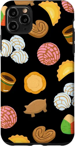 Vista 13 de iPhone 14 Plus Conchas Pan Dulce Patrón Negro Teléfono Caja Latina Caja De Regalo