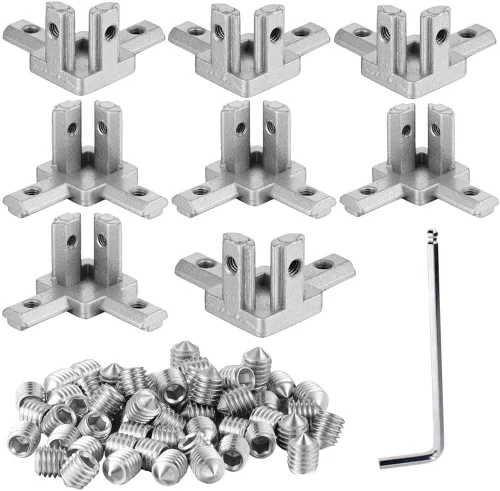 Vista 9 de 6 juegos de conectores de soporte de esquina 2020 con 5 agujeros, placas de junta en T para accesorios de perfil de extrusión de aluminio de ranura